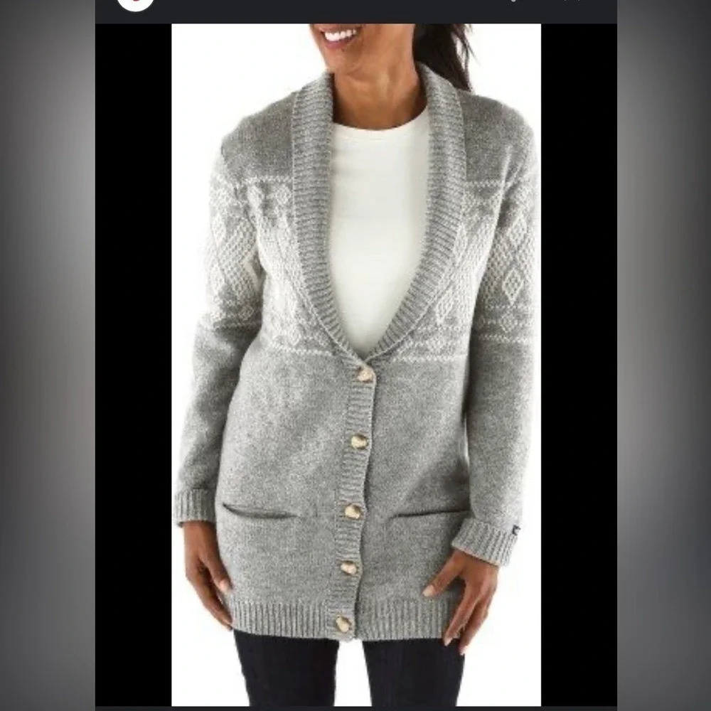 Women's The‎ North Face Wool Blend Front Button Sweater Jacquardigan Cardigan